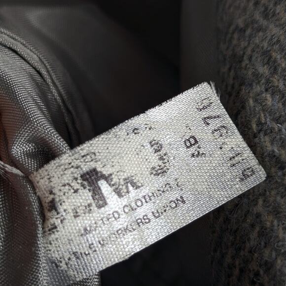 Broadstreet’s Wool Herringbone Blazer 40R Men Gray Union Made Carlin’s Vintage - Picture 5 of 5